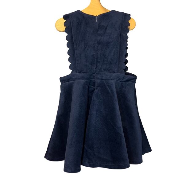 VTG Spain CiGirls Suede Like Scalloped Navy Lined Pinafore Holiday Recital 7/8 - Picture 4 of 13